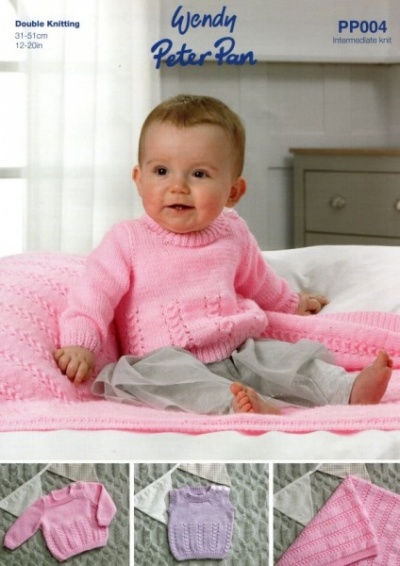 Knitting Pattern - Peter Pan PP004 - DK - Baby Sweater, Slipover and Blanket